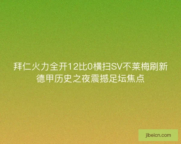拜仁火力全开12比0横扫SV不莱梅刷新德甲历史之夜震撼足坛焦点